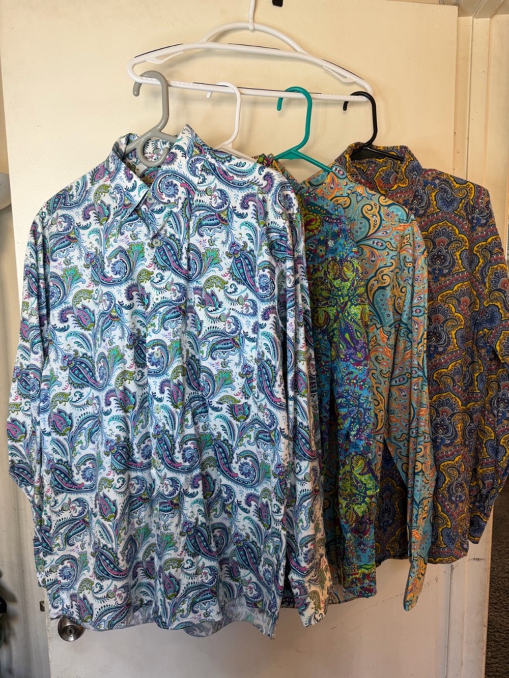 (3) Alan Flusser Style Colorful Statement paisley Shirts bundle - Picture 6 of 8